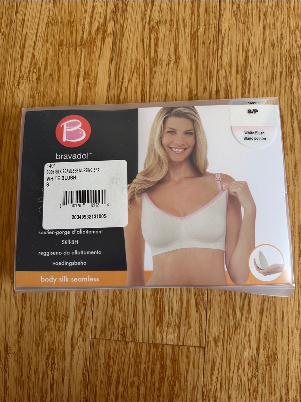 Brand new in box. Bravado Body Silk Seamless Nursing Bra in White Blush